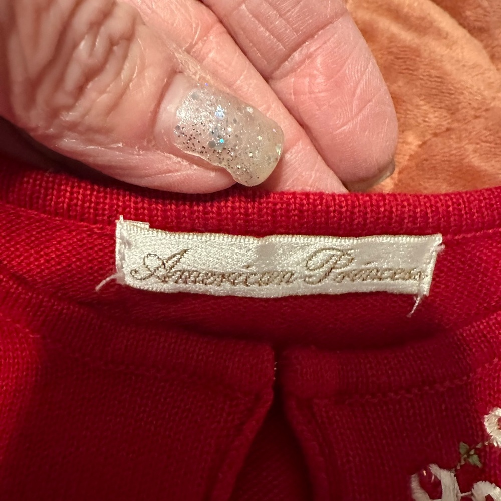 NWOT American Princess Red Flower Bouquet Short Cardigan Size 9 Months - Picture 2 of 5